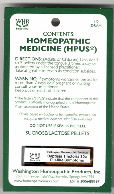 Label (Baptisia Tinctoria 30c)